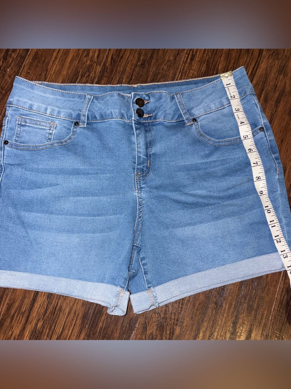 Light Wash Blue Women's Roll-Cuff Denim Shorts
